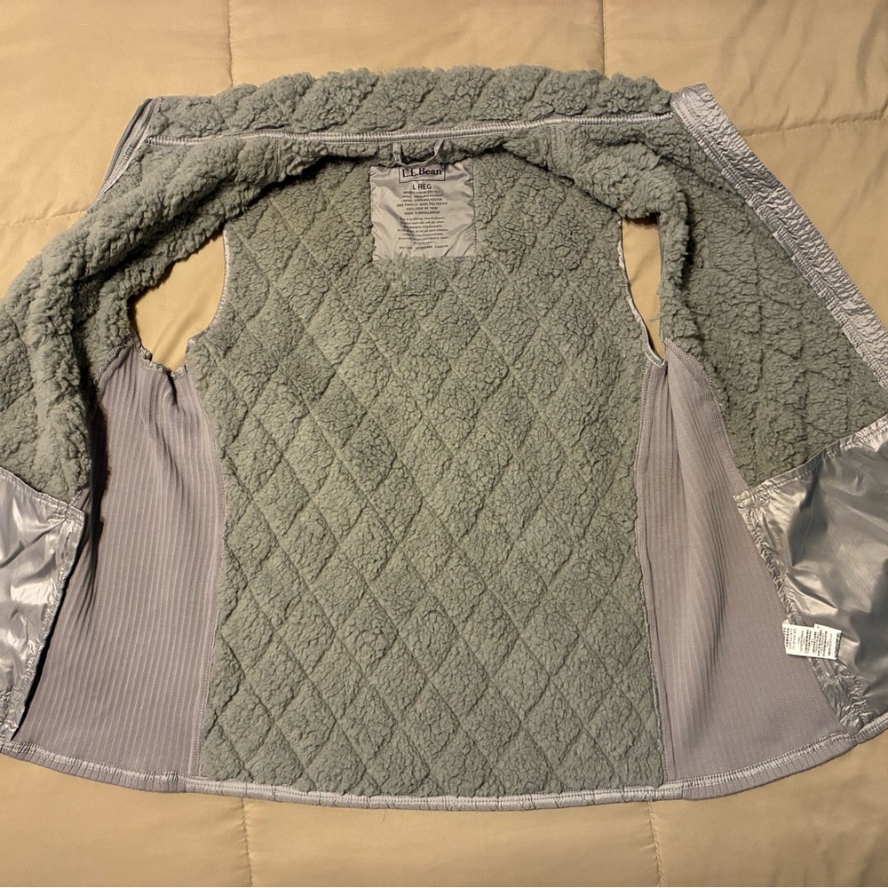 L.L. Bean Women's Quilted Jacket Vest Fleece Lined Full Zip Gray Large - Picture 4 of 10